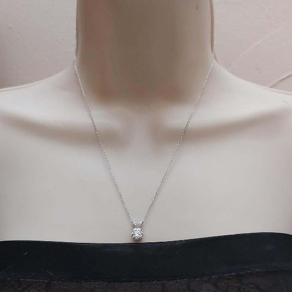 Vanna K Prong Set Dainty CZ Solitaire Pendant 925 Sterling Silver Necklace